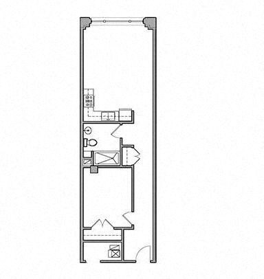 Floor plan for 1 bed, 1 bath, 776 sqft